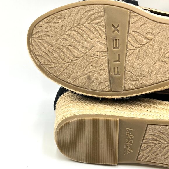 Lifestride Womens Size 9.5 Black Espadrilles Wedges Sandals Shoes - Picture 10 of 13